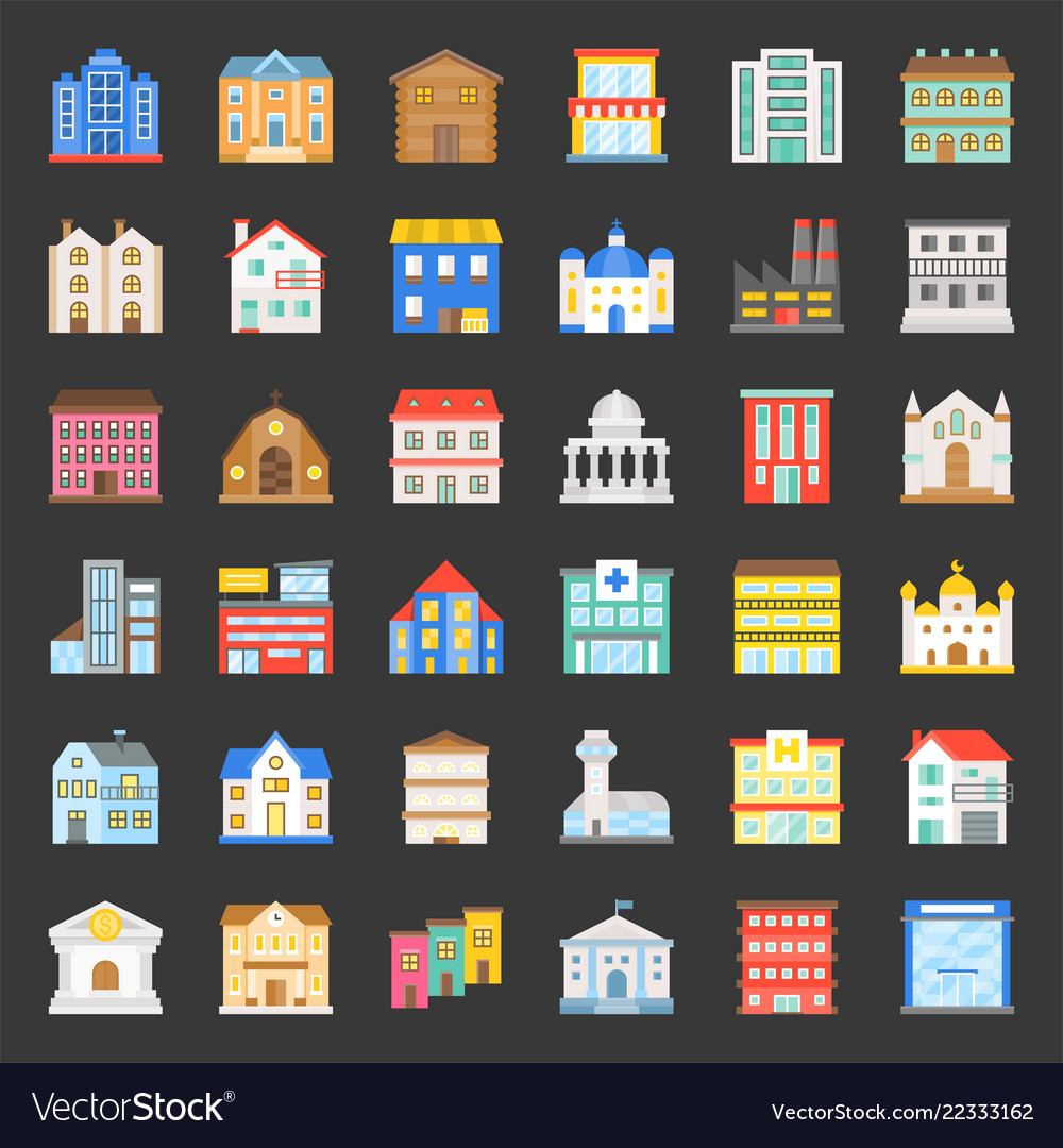 Building Construction Flat Icon Set 13 Royalty Free Vector