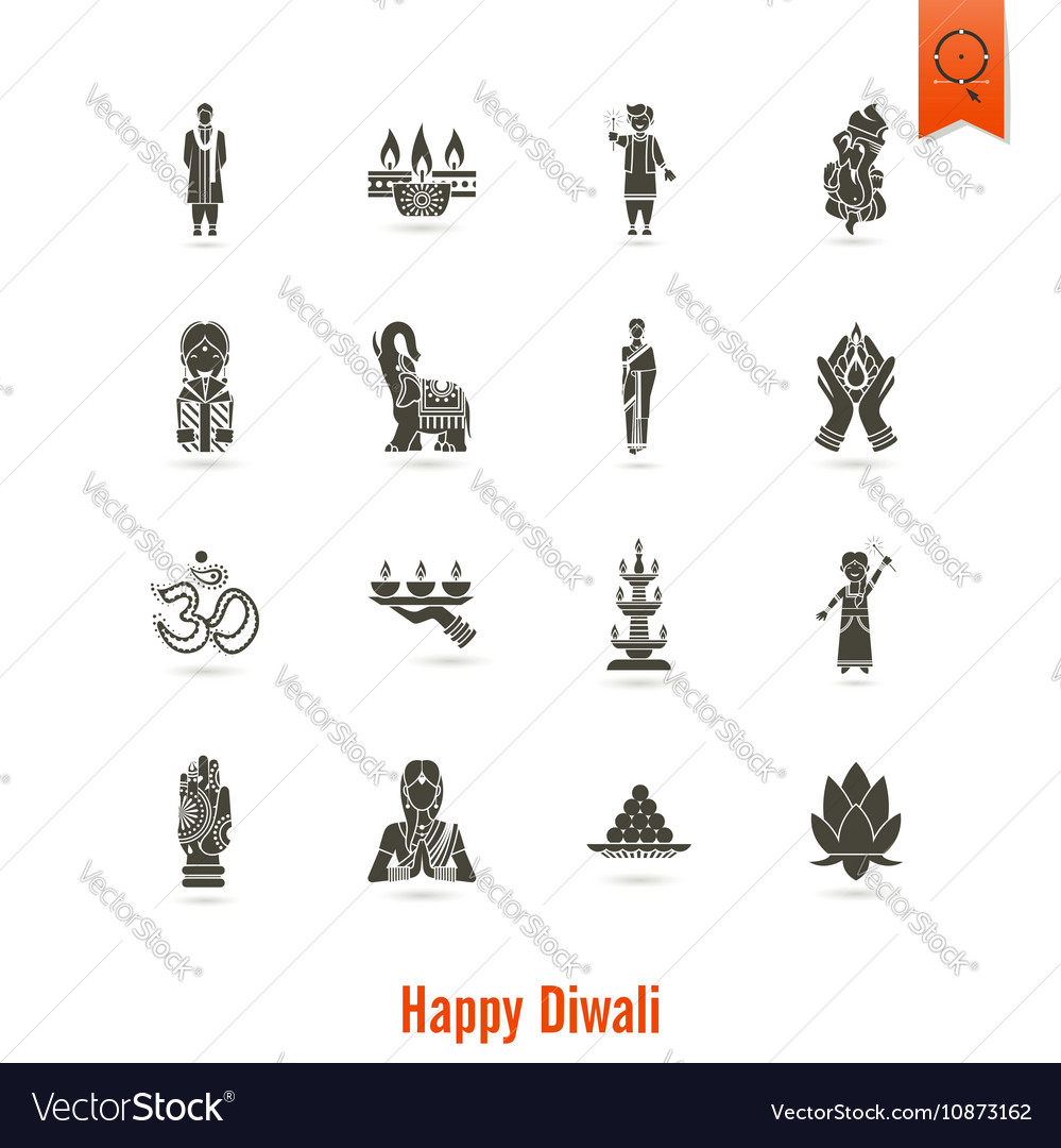 Diwali indian festival icons