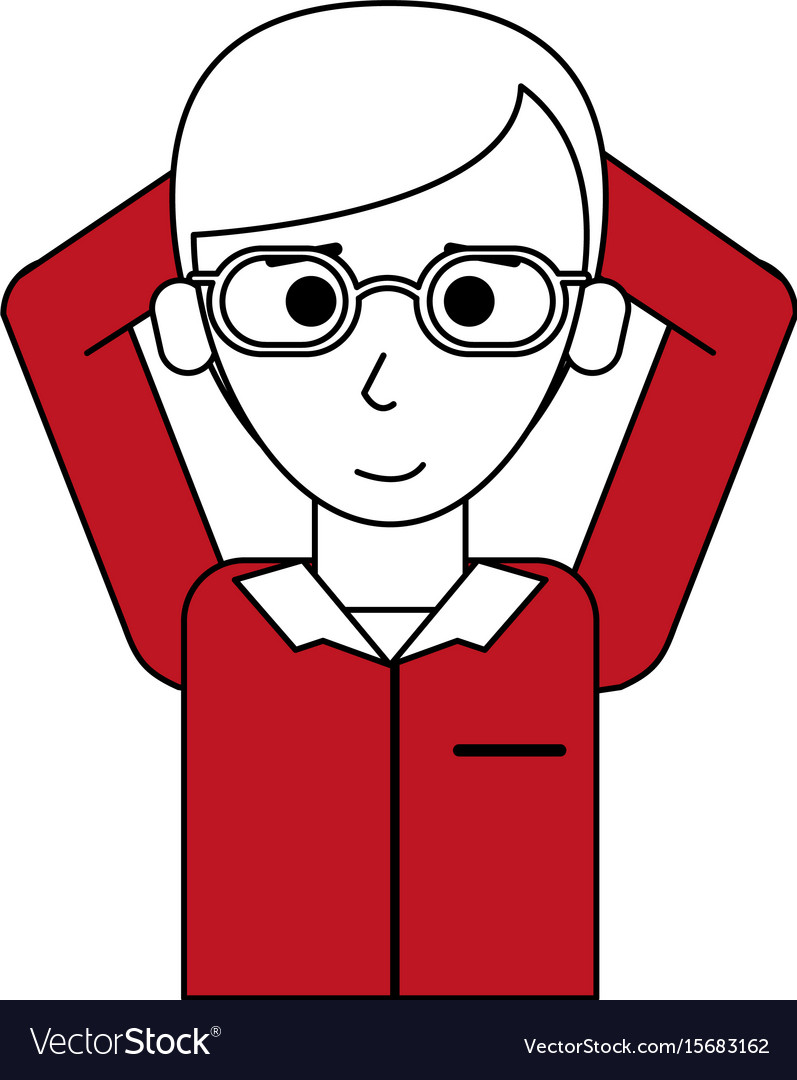 Flat line man with glasses hairstyle and t shirt Vector Image