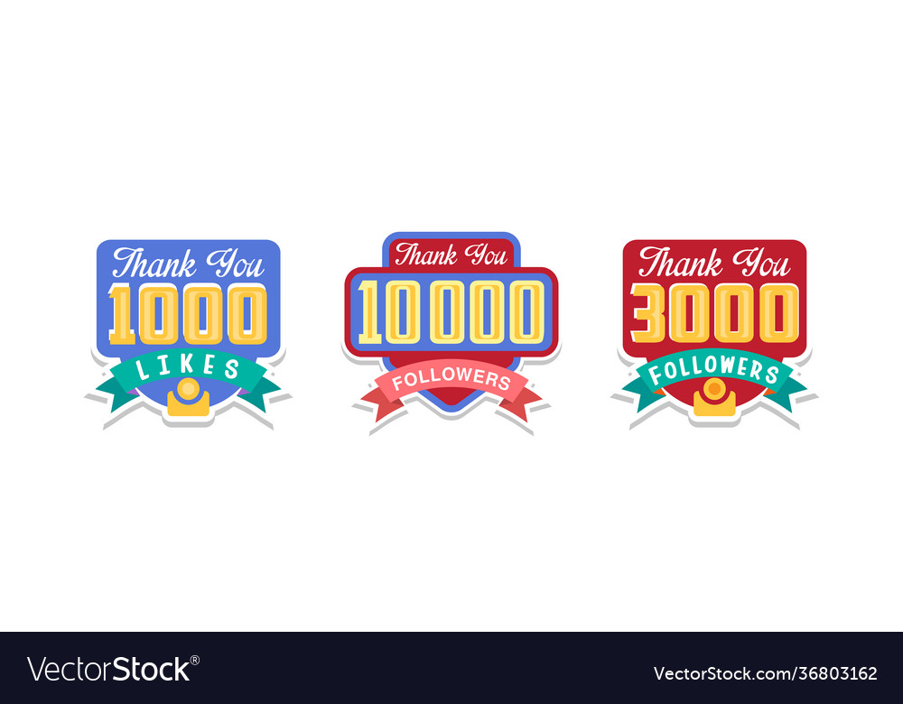 Likes and followers badges with thank you words