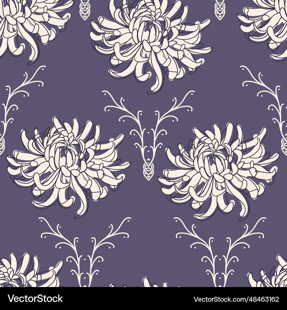 Seamless pattern of chrysanthemum flowers Vector Image