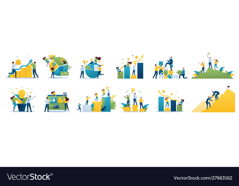 Set mini business concepts entrepreneurship Vector Image