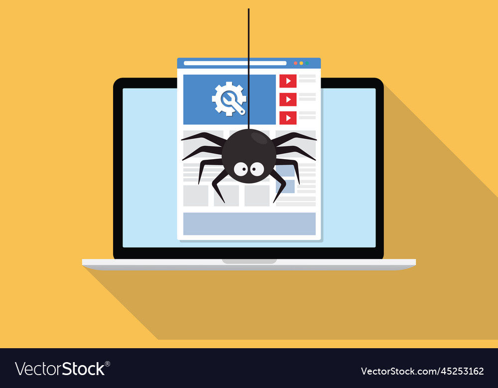 Web crawler crawling website data server Vector Image