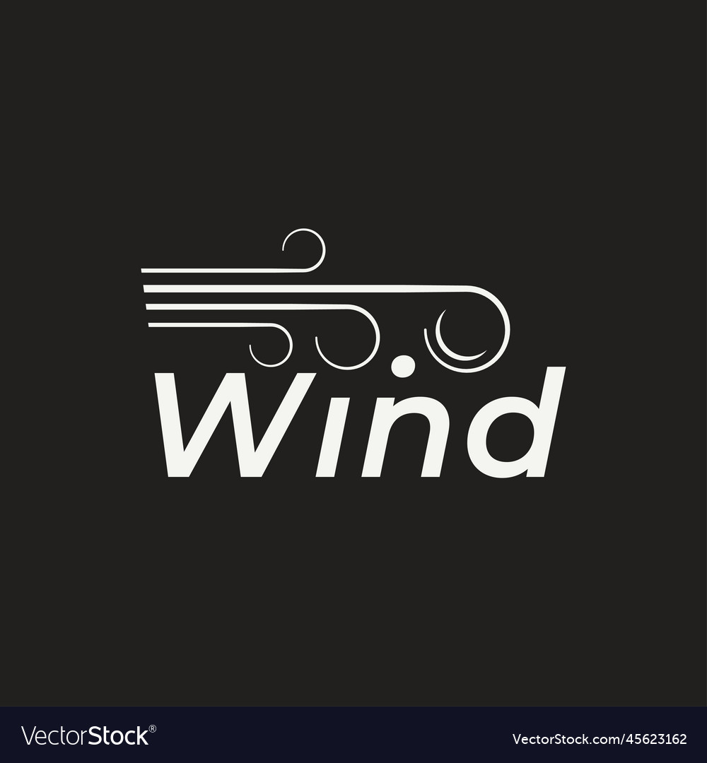 Wind logo concept on black design background Vector Image