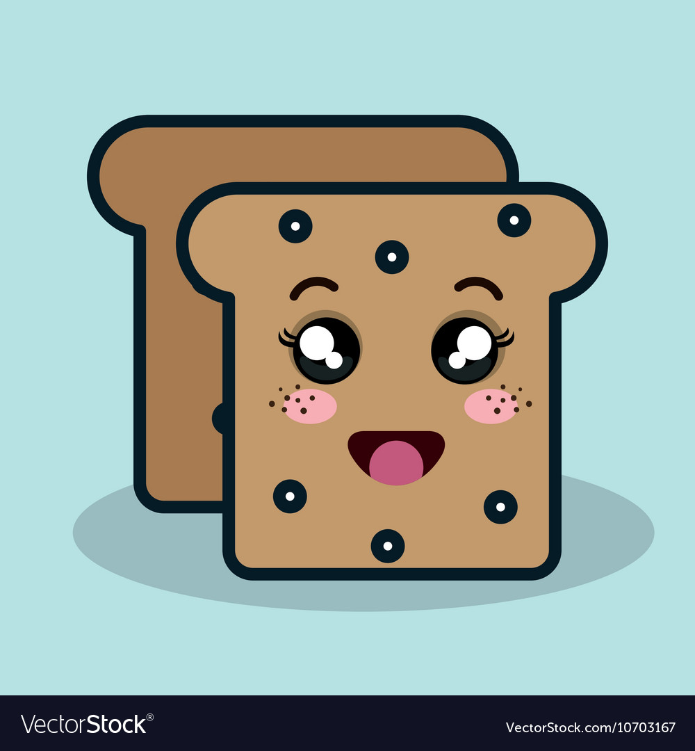 Cartoon bread slice with facial expression Vector Image