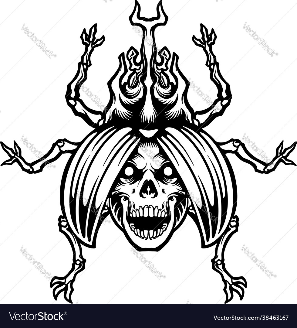 Death beetle skull silhouette Royalty Free Vector Image