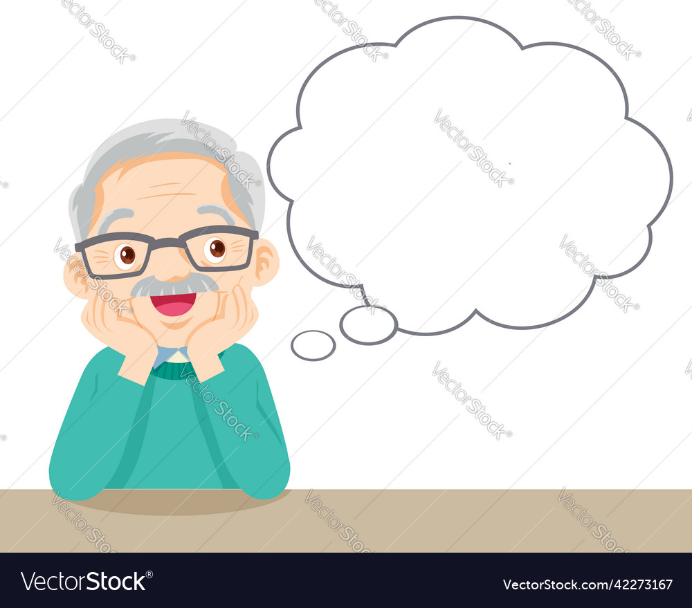 Elderly man good mood and think about something