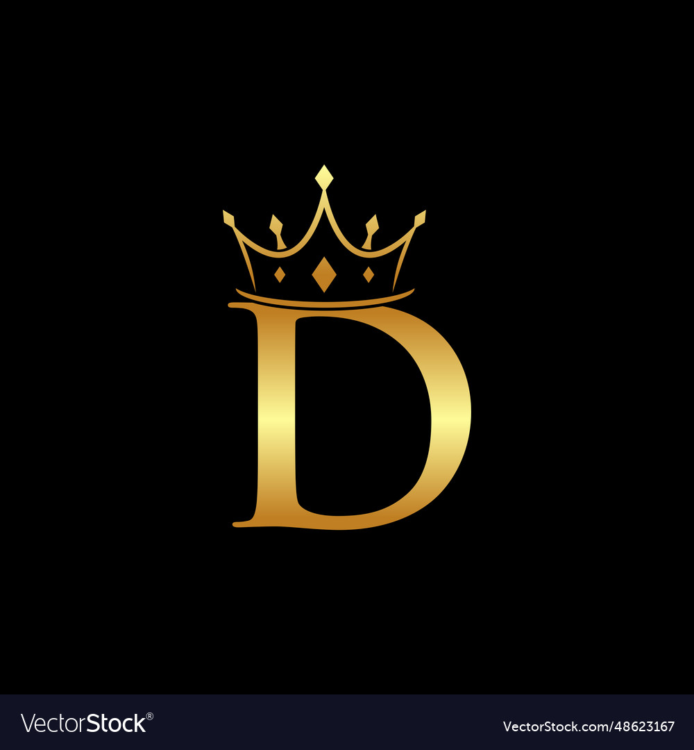 Elegant initial letter d with crown logo Vector Image