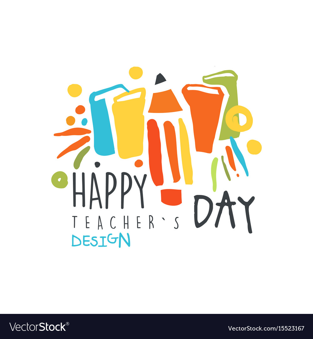 Happy teachers day label design back to school Vector Image