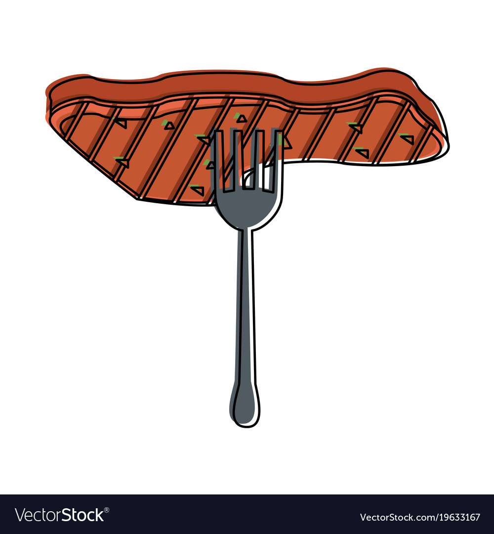 Meat on fork Royalty Free Vector Image VectorStock