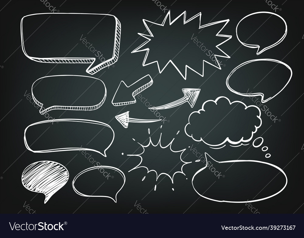 Speech bubbled drawing on blackboard Royalty Free Vector