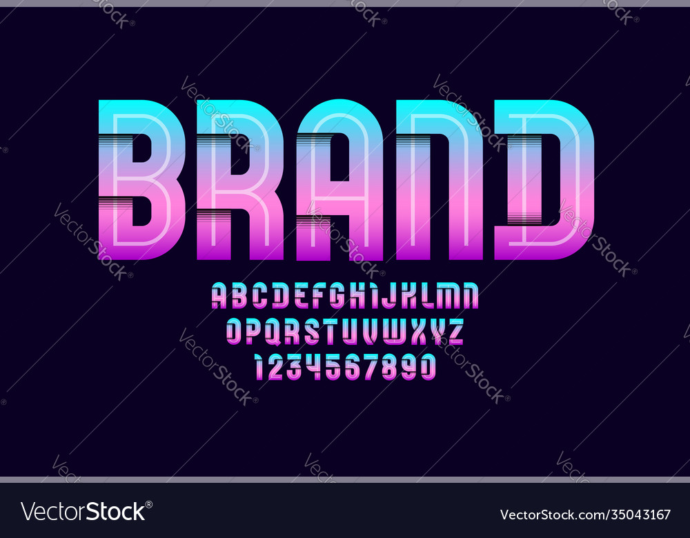 Trendy modern font bright alphabet with line Vector Image