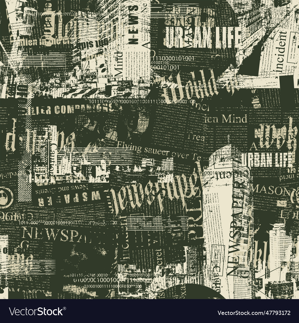 Abstract grunge seamless pattern with newspaper Vector Image