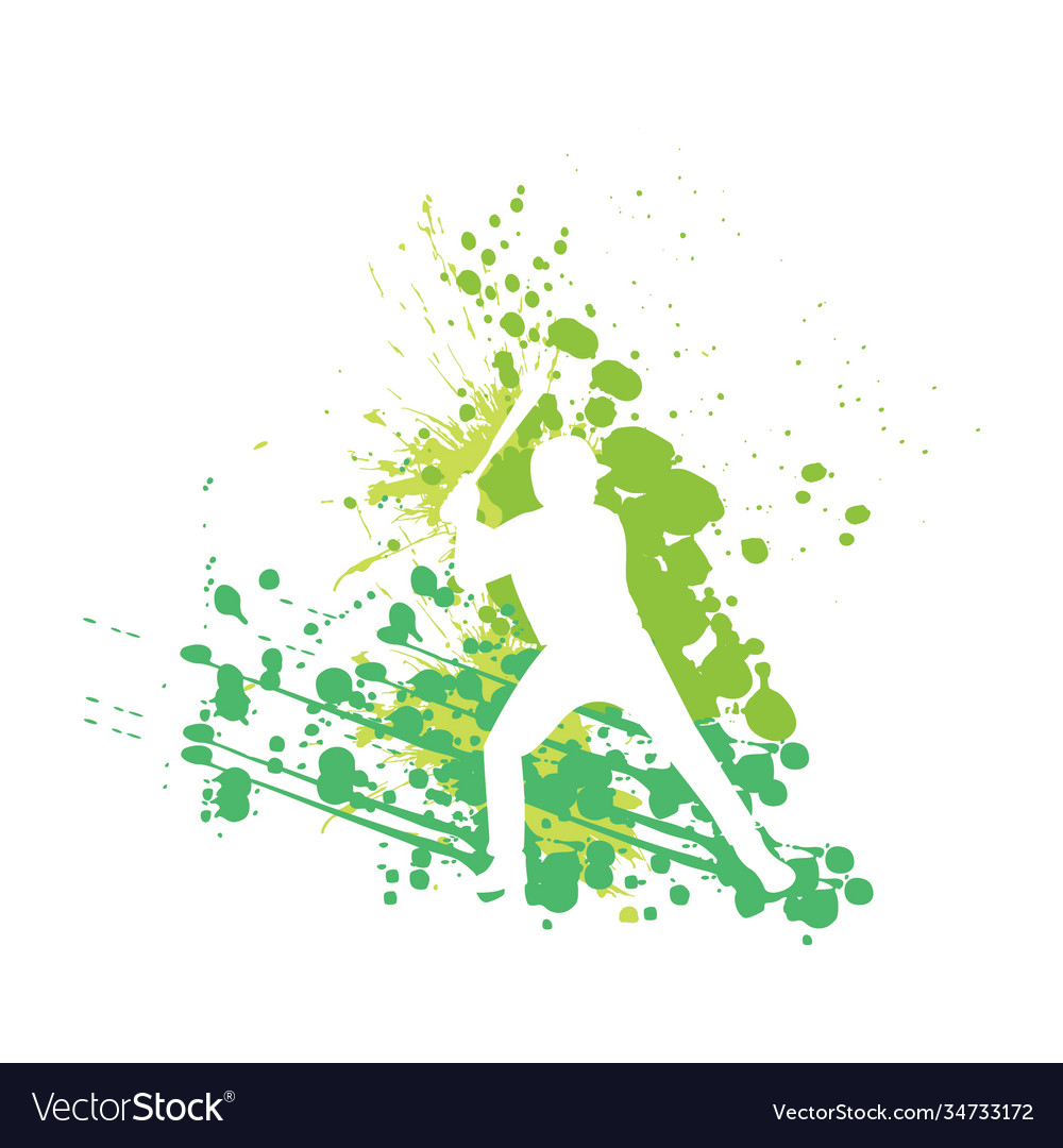 Baseballspieler Silhouette mit Splatter-Effekt