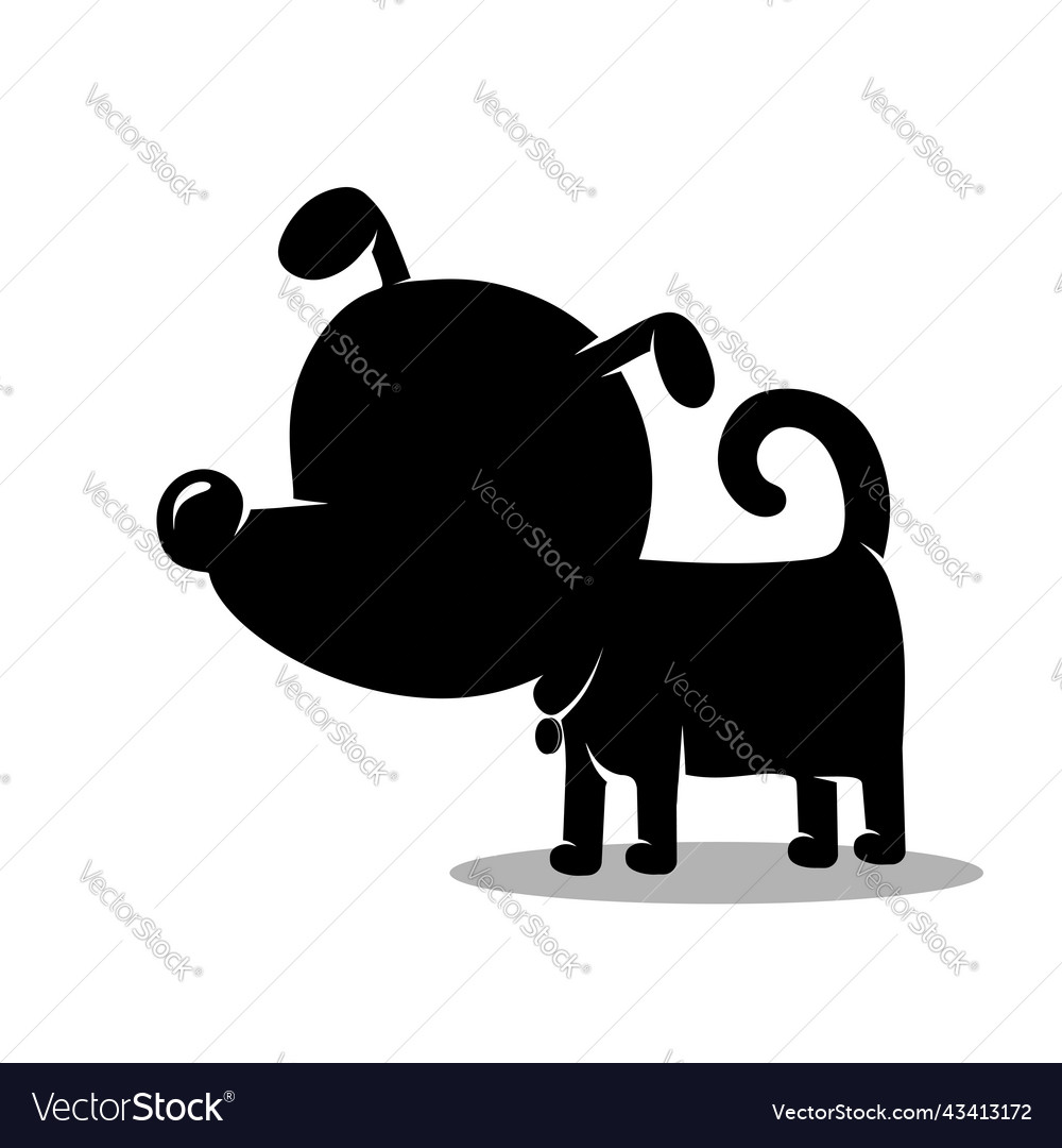Funny cartoon dog black silhouette isolated Vector Image Funny cartoon dog black silhouette isolated Vector Image