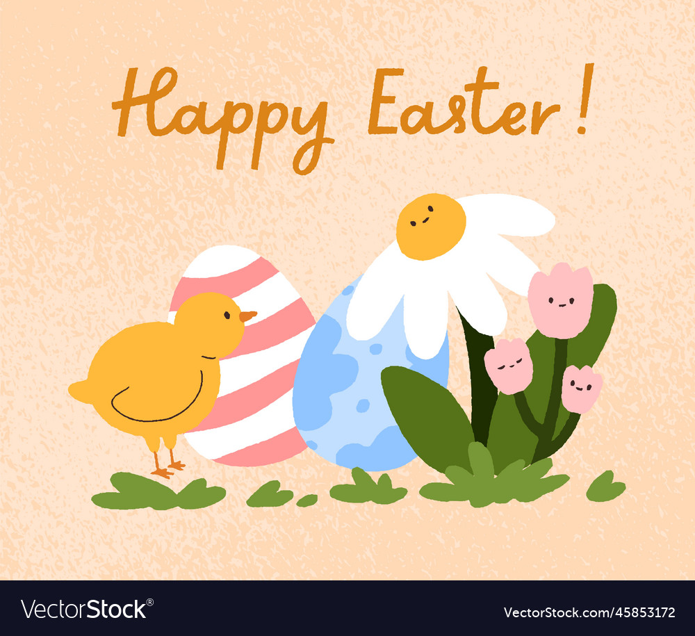 Happy easter postcard background design spring Vector Image