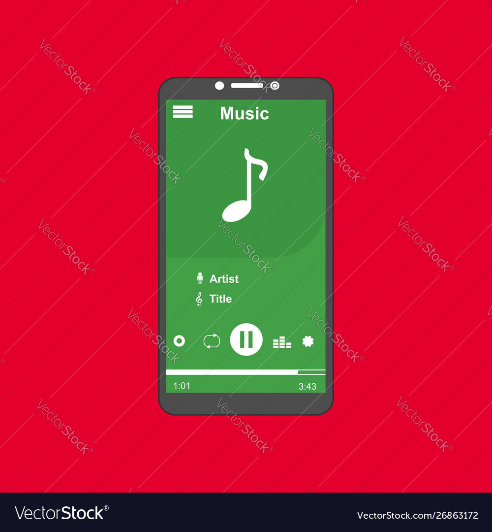 Media Player Application App Template With Flat Vector Image