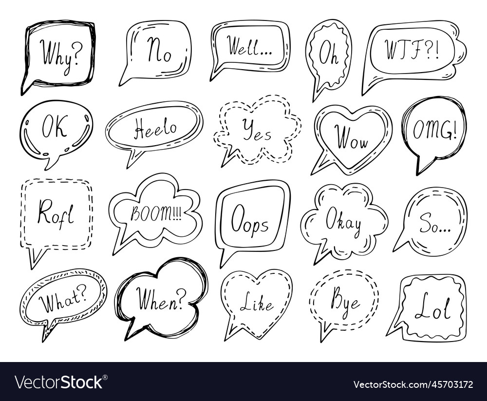 Speech bubbles emotion words highlight round