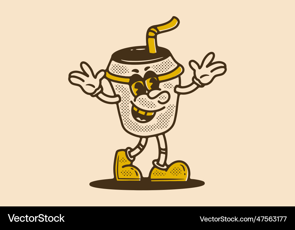 Coffee paper cup mascot character walking Vector Image