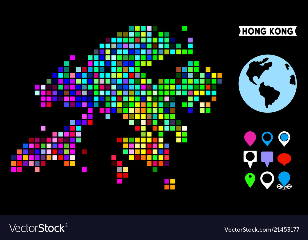 Colored pixel hong kong map