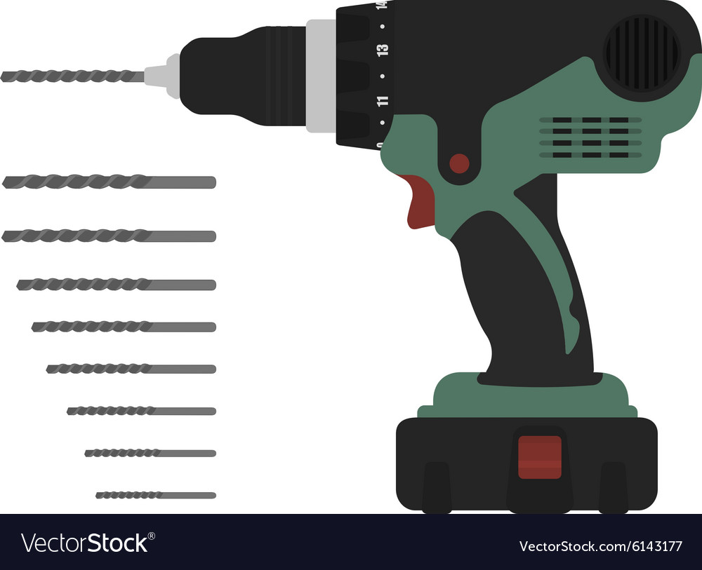 Electric cordless hand drill with bits green