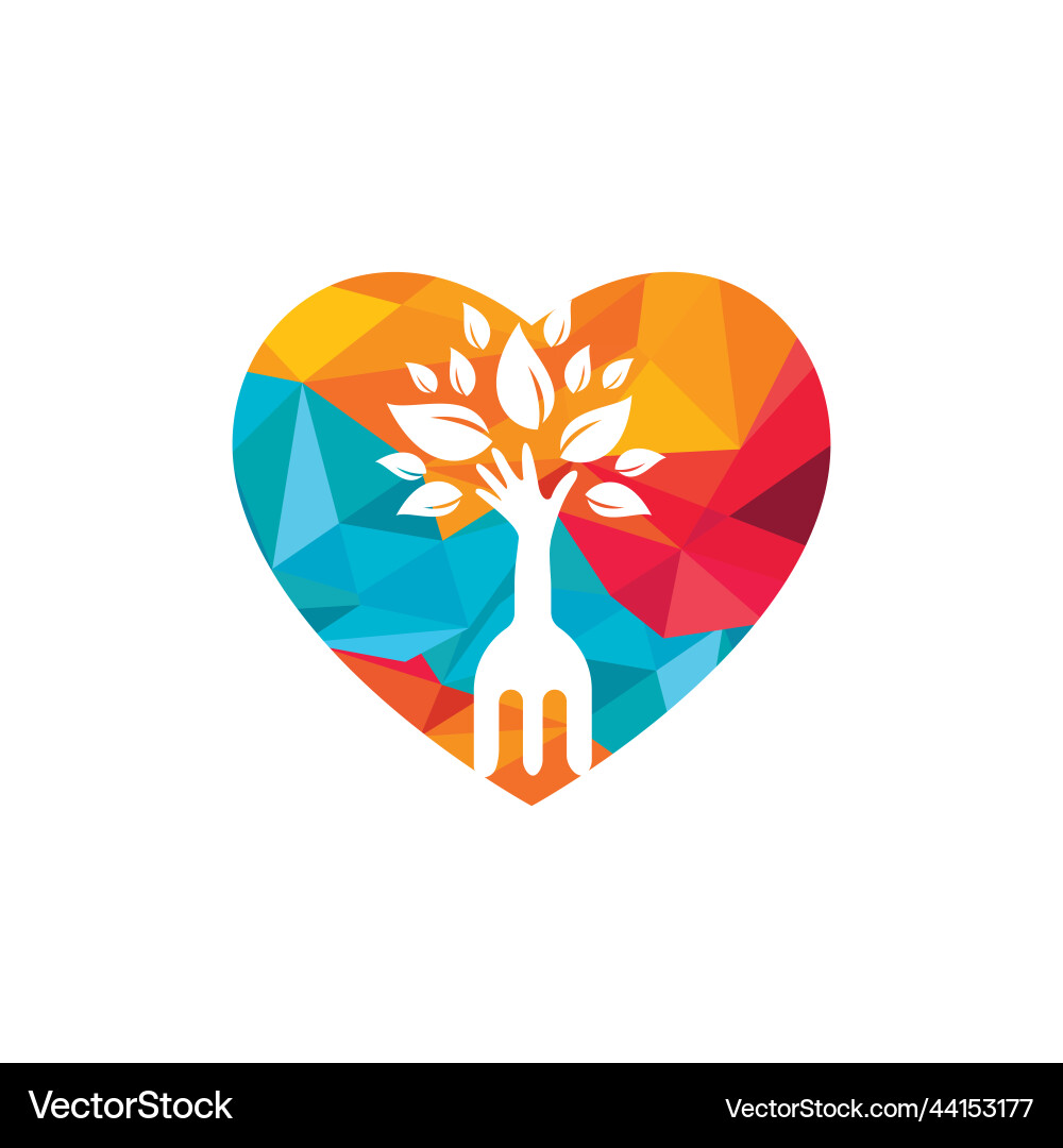Fork hand tree logo design Royalty Free Vector Image