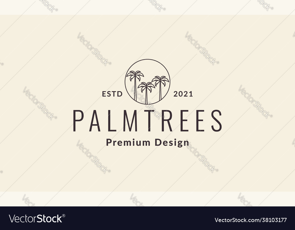 Hipster lines palm tree circle logo symbol icon