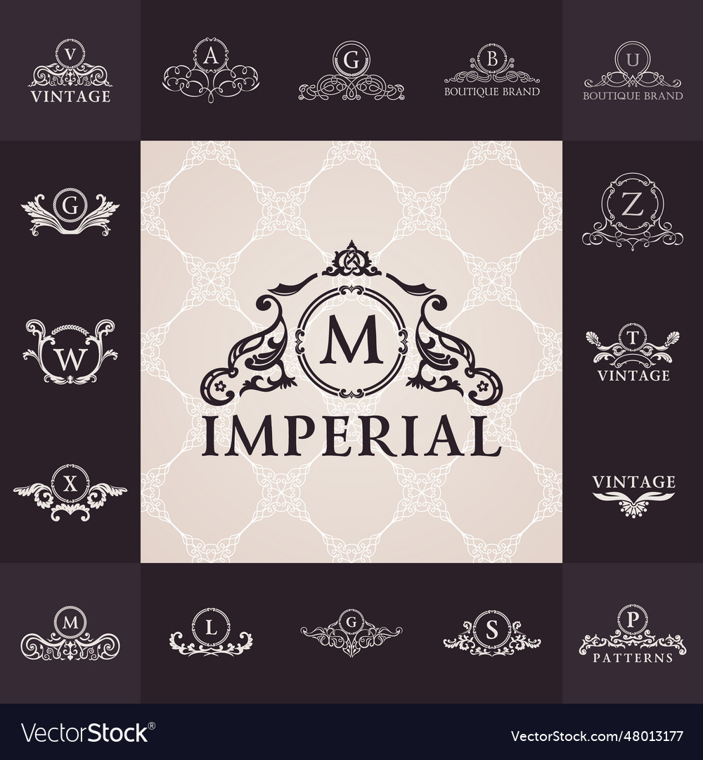 Luxury vintage logos set calligraphic emblems Vector Image