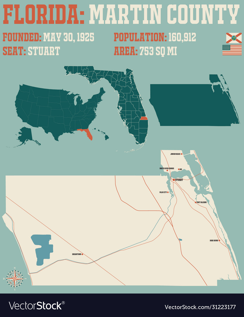 Map martin county in florida Royalty - Map Martin County In Florida Vector 31223177