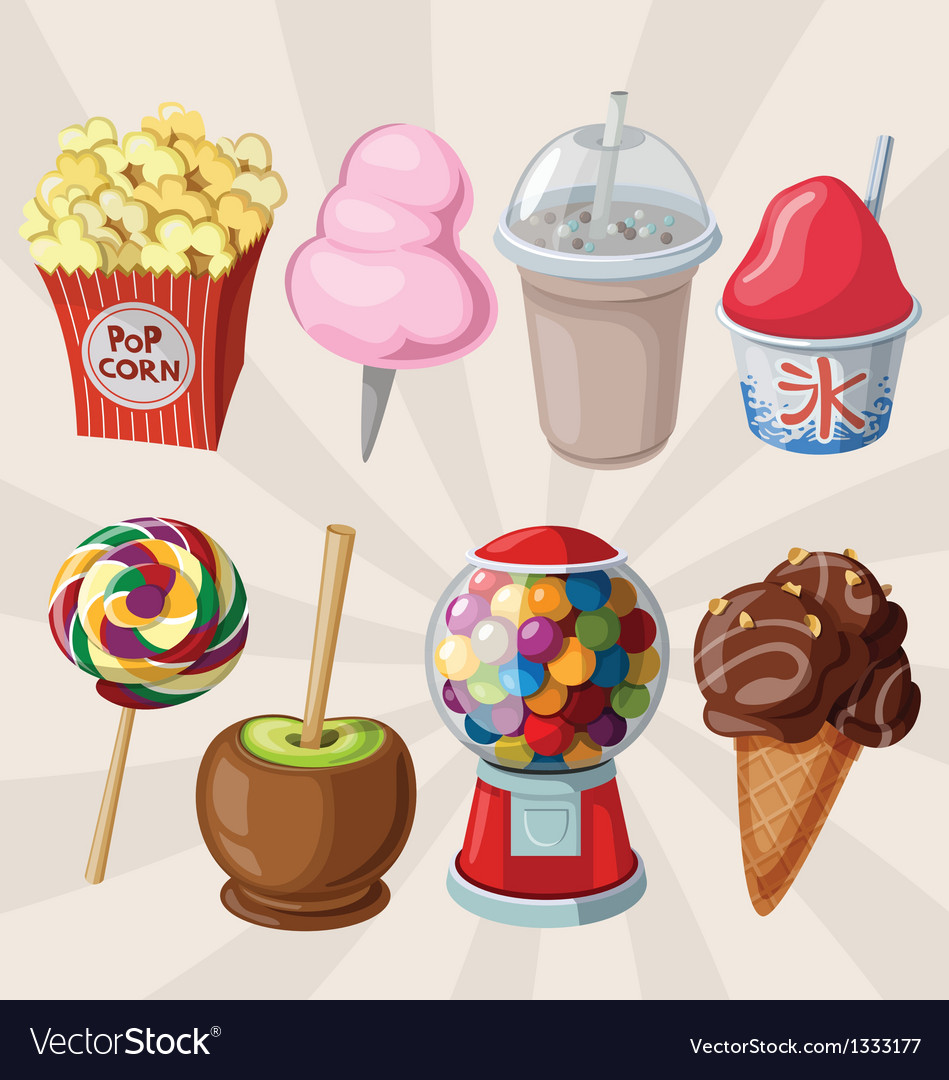 Download Set of fair sweets and treats Royalty Free Vector Image