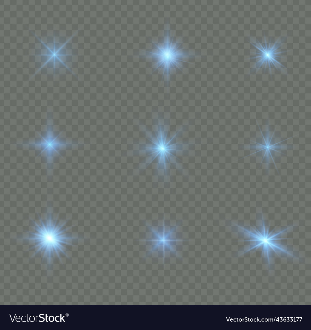 Star light blue sparkles sun rays flash sparks Vector Image