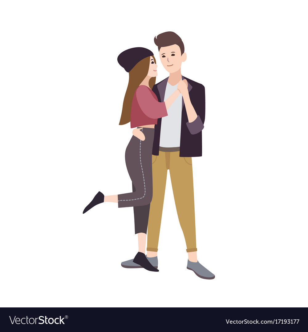 Stylish young couple cartoon man and woman Vector Image