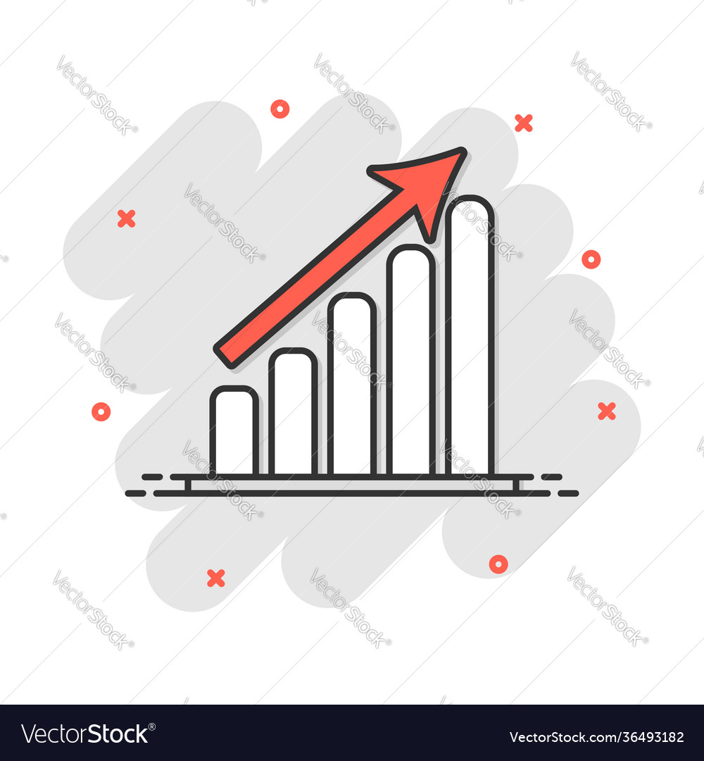 Cartoon business graph icon in comic style chart