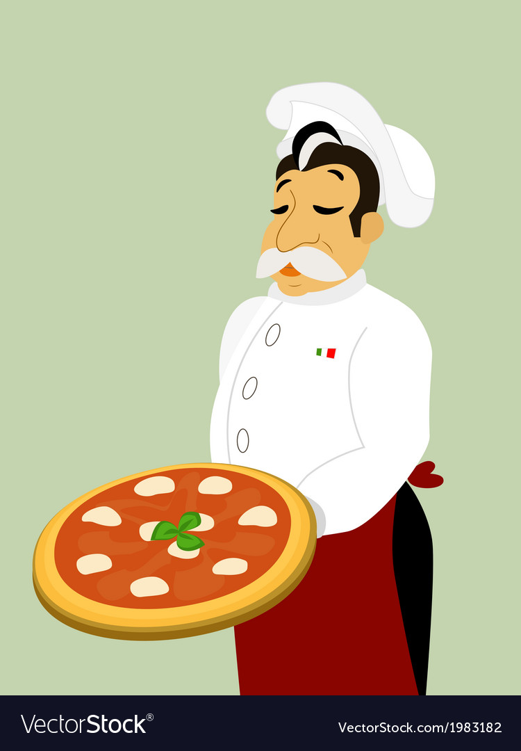 Chef with mozzarella pizza