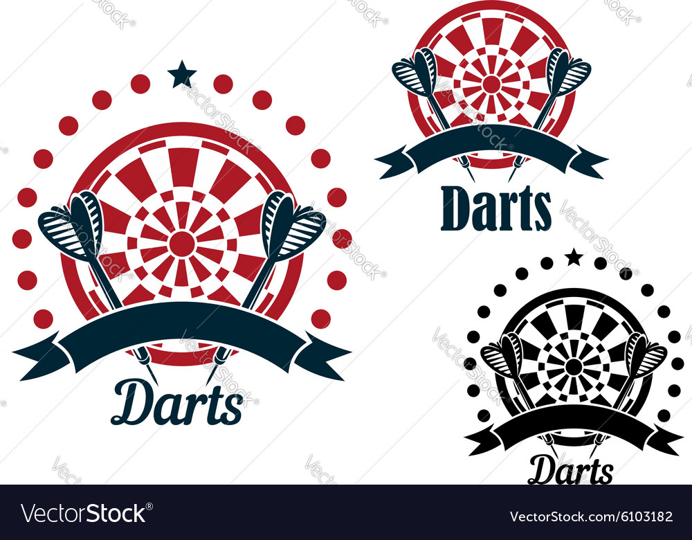 Darts icons with arrows and dartboard Royalty Free Vector