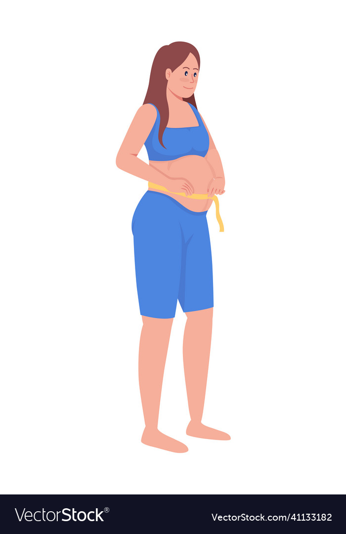 Expecting woman semi flat color character