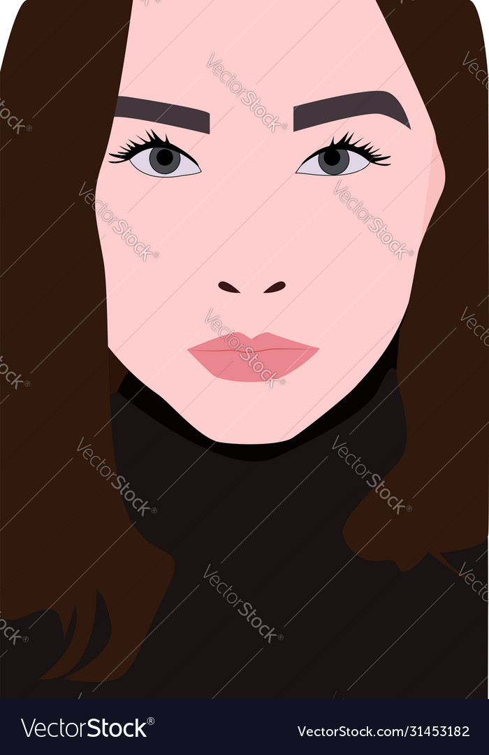 Girl in black blouse on white background