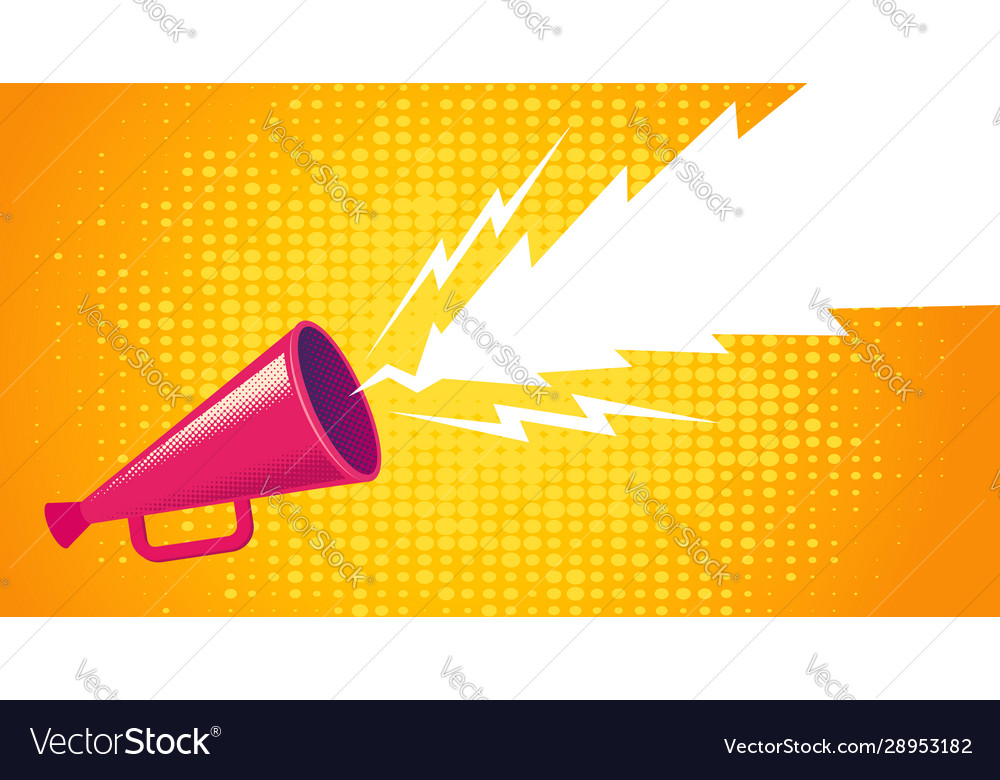 Retro megaphone on yellow background