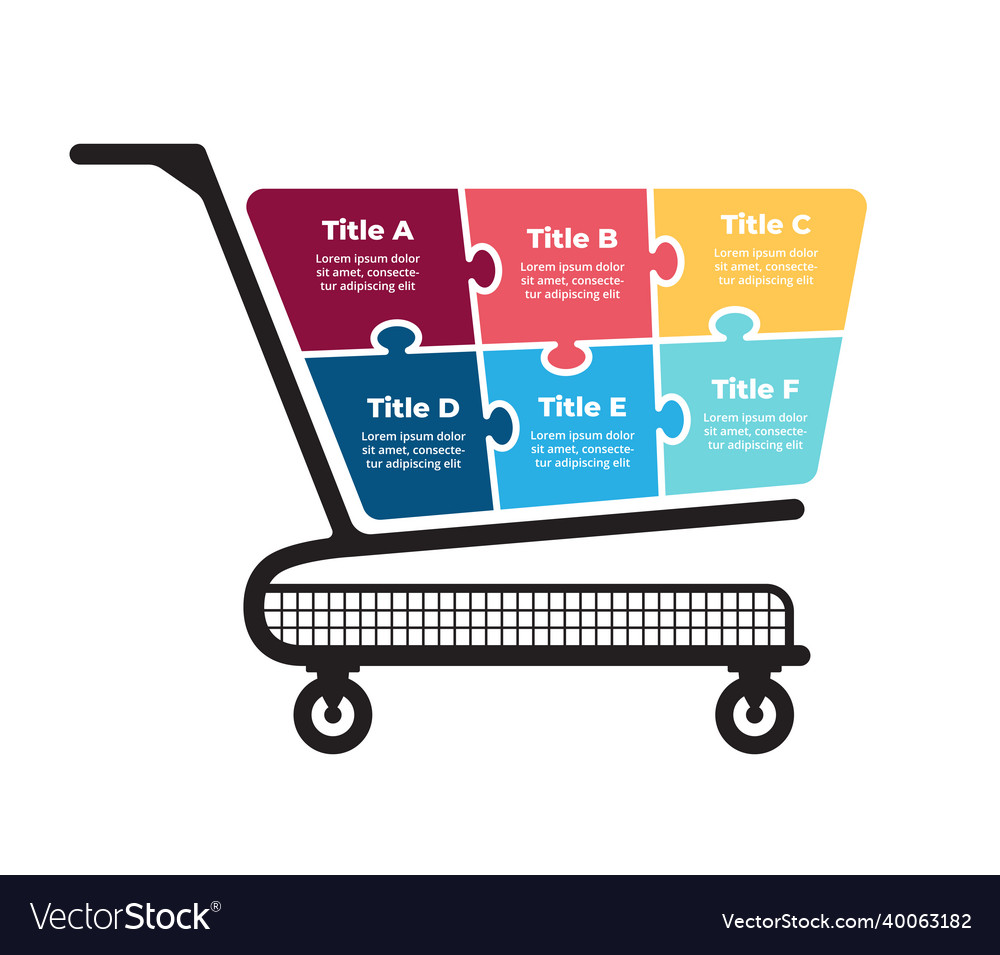 Shopping puzzle cart infographic presentation 6 Vector Image