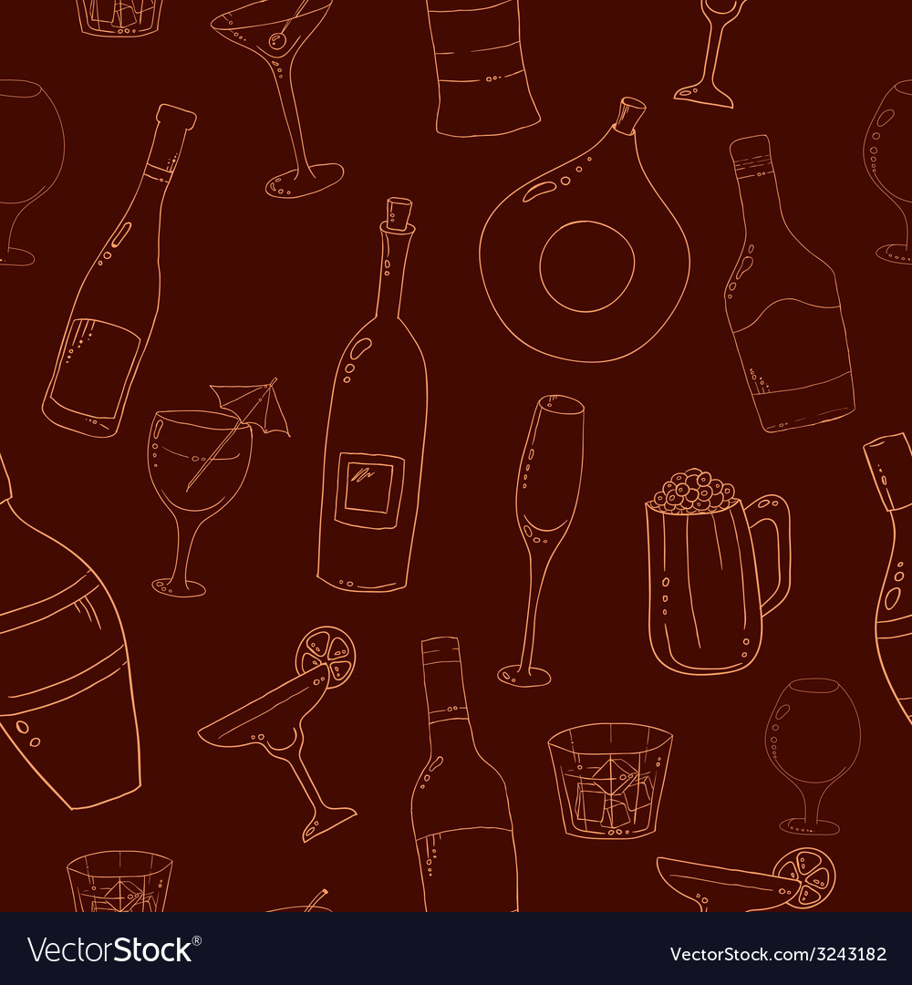 Wine and cocktail seamless background