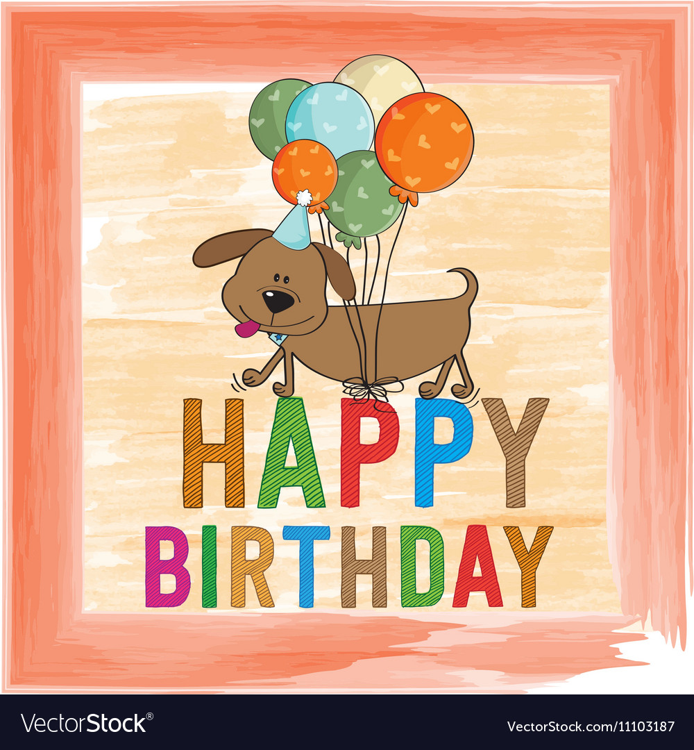 Childish birthday card with funny dog Royalty Free Vector