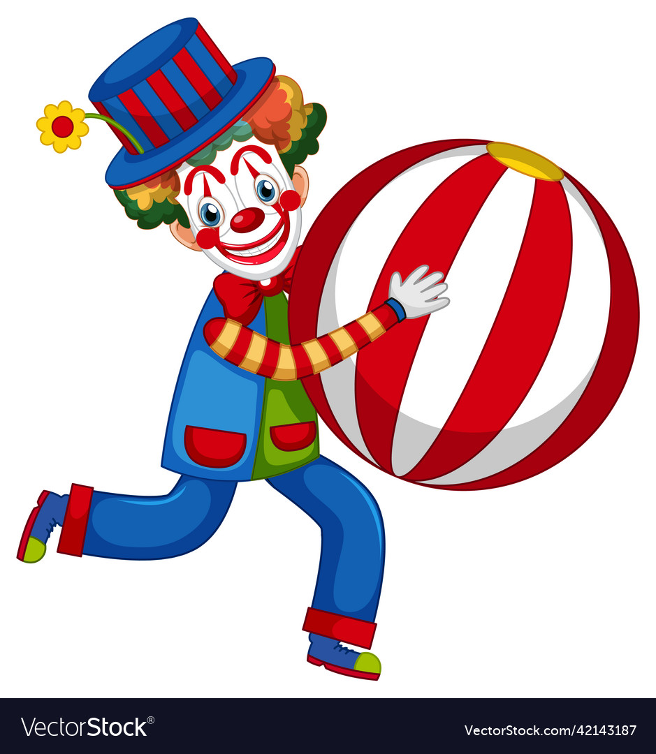 Cute Clown Performing With Ball Royalty Free Vector Image