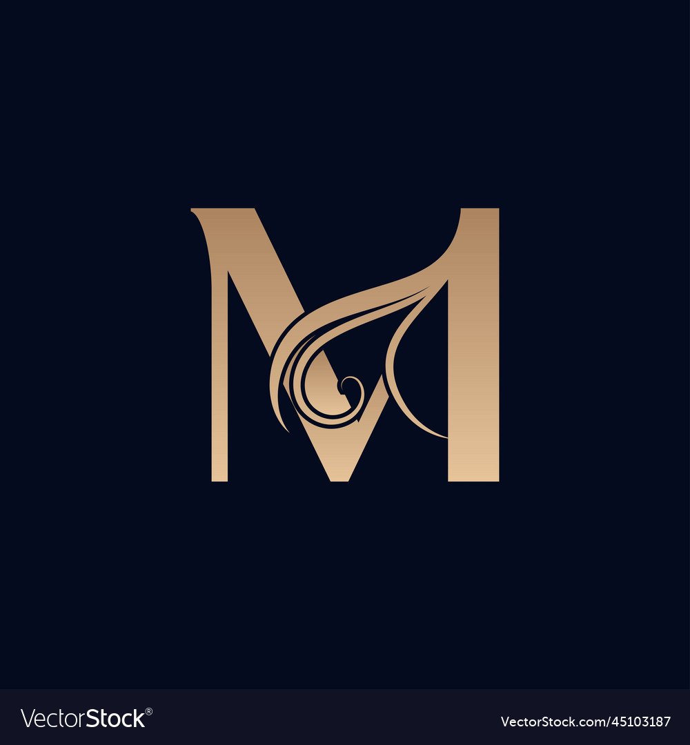 Hair salon gold beauty women logo letter m Vector Image