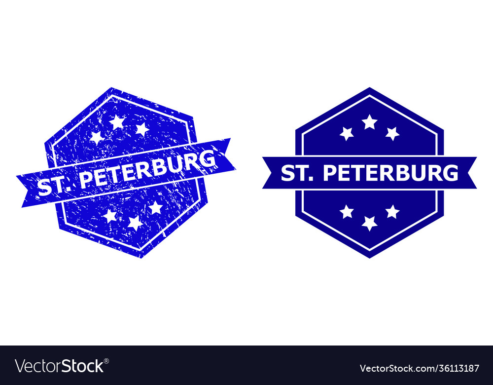 Hexagonal st peterburg seal with grunge style