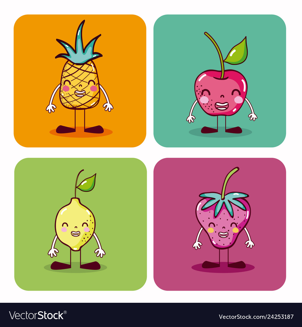 Set Of Cute Fruits Cartoons Royalty Free Vector Image Hot Sex Picture 6788