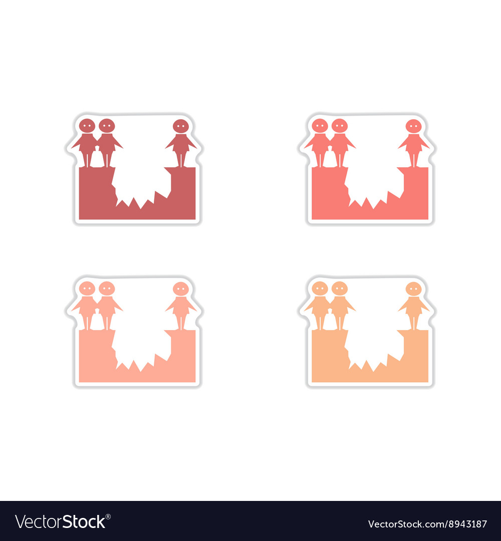 Set of paper stickers on white background people