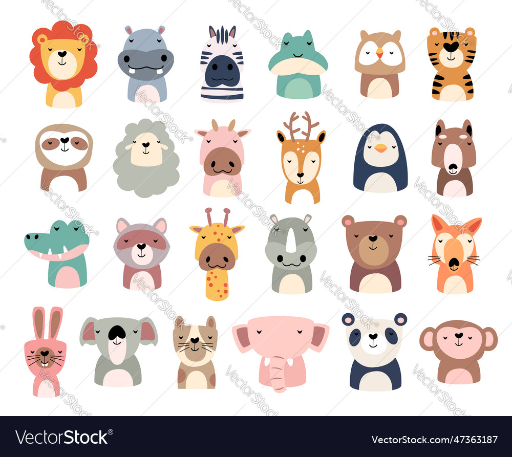 Set Of Wildlife Animals Is Sleeping Royalty Free Vector