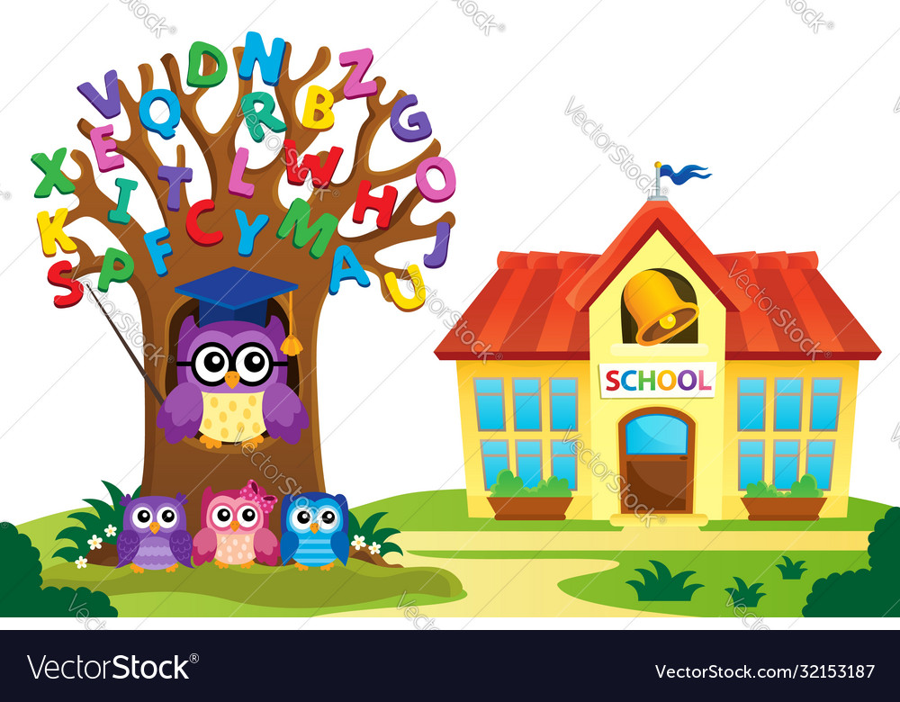 Tree and owls near school theme 2