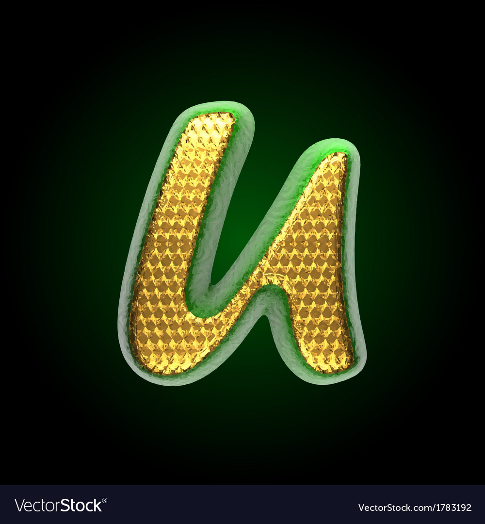 Golden and green letter u