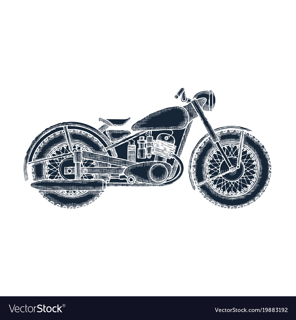 hand drawn vintage motorcycle logo design template